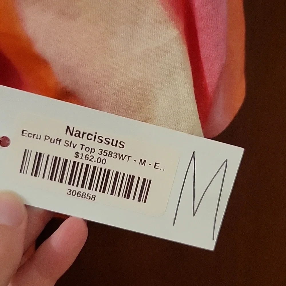 NWT ECRU Winslet Puff Sleeve Blouse Top in Efflorescent Vertical Stripes - M - Picture 7 of 9